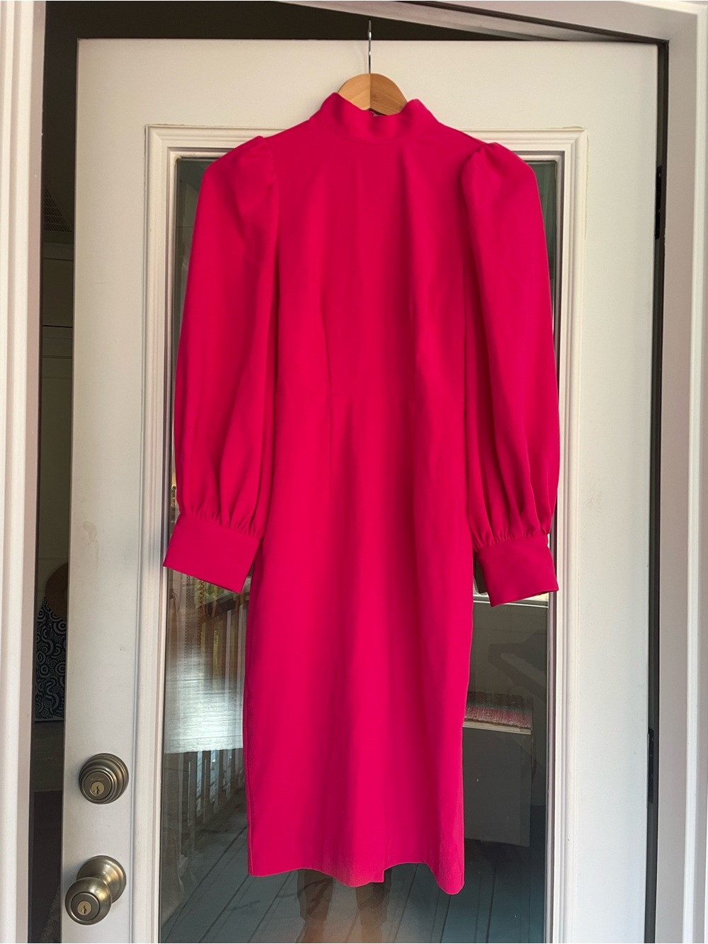 Sergio Hudson x Target Balloon Dress High-Neck Long Sleeve Pink Shift Dress
